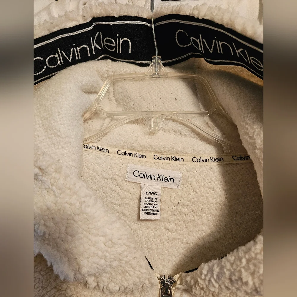 Calvin Klein Off-White Fleece Hoodie Sz. L